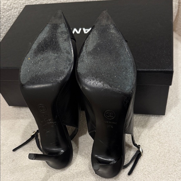 CHANEL Black Slingback Heels - Picture 5 of 6